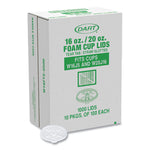 Lids for Foam Cups and Containers, Fits 16 oz/20 oz Hot Cups, Plastic, Translucent, 1,000/Carton