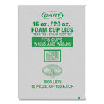 Lids for Foam Cups and Containers, Fits 16 oz/20 oz Hot Cups, Plastic, Translucent, 1,000/Carton