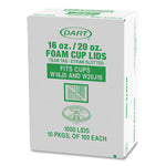 Lids for Foam Cups and Containers, Fits 16 oz/20 oz Hot Cups, Plastic, Translucent, 1,000/Carton