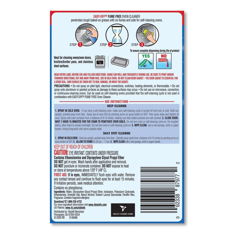 Fume-Free Oven Cleaner, Lemon Scent, 14.5 Oz Aerosol Spray