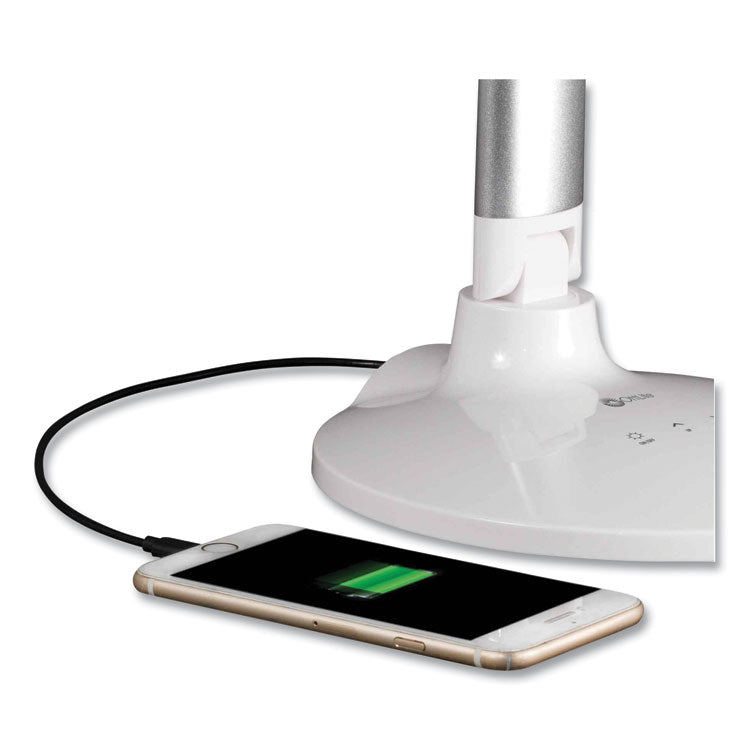 Wellness Series Command LED Desk Lamp with Voice Assistant, 17.75" to 29" High, Silver