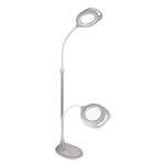 2-in-1 LED Magnifier Floor and Table Light, 39.5" High, Silver/White