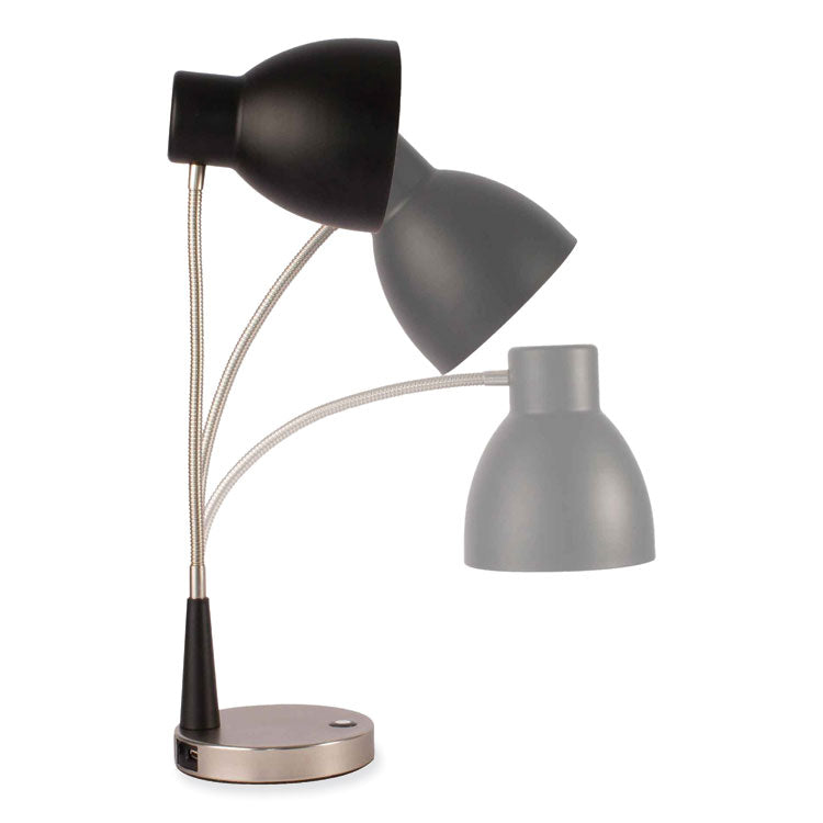Wellness Series Adjust LED Desk Lamp, 3" to 22" High, Silver/Matte Black