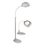 2-in-1 LED Magnifier Floor and Table Light, 39.5" High, Silver/White