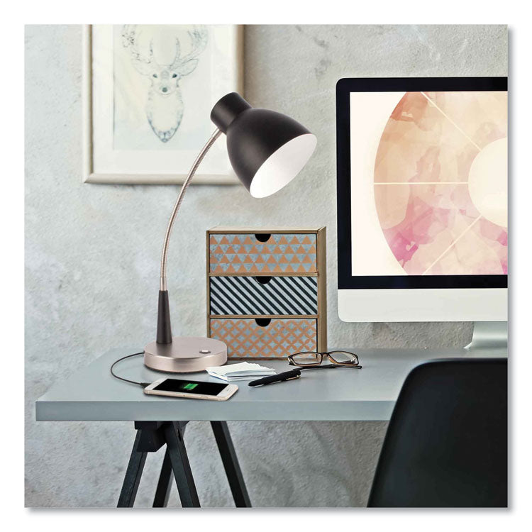 Wellness Series Adjust LED Desk Lamp, 3" to 22" High, Silver/Matte Black