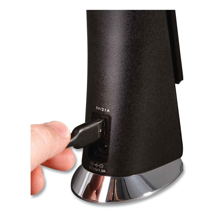 Wellness Series Rise LED Desk Lamp with Digital Display, 12" to 19" High, Black