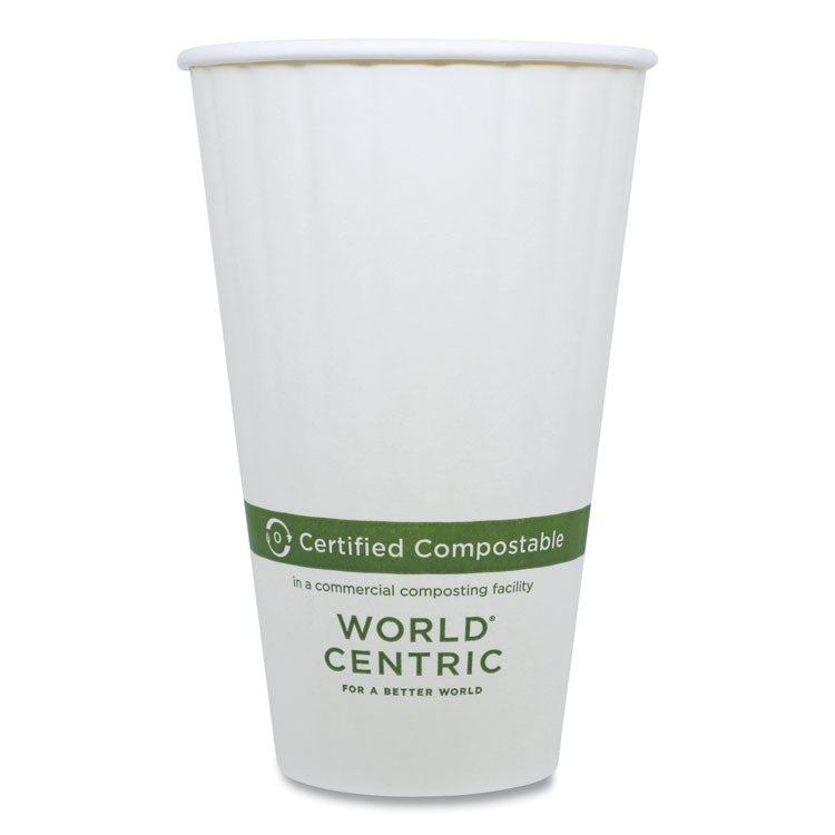 Double Wall Paper Hot Cups, 16 oz, White, 600/Carton