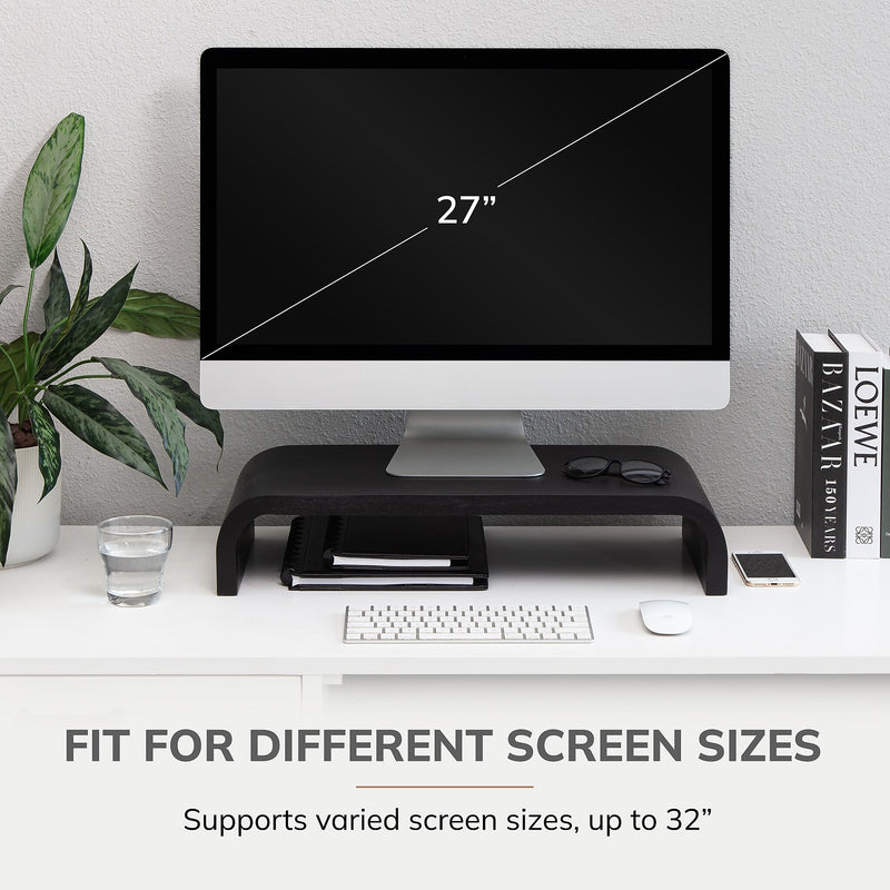 Anji Mountain Mango Wood Monitor Stand, Up to 32" Monitor, Black (MS-CRV-BLK)