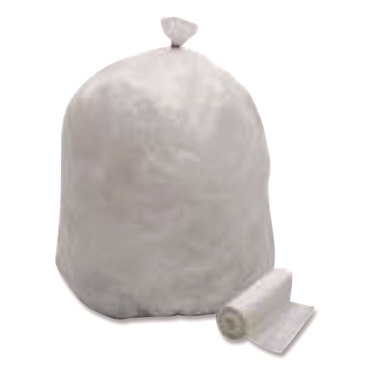 High Density Can Liners, 30 gal, 10 mic, 30" x 36", Natural, Interleaved Roll, 50 Bags/Roll, 10 Rolls/Carton