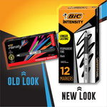 BIC Intensity Permanent Marker, Fine Point, Black, 12/Pack (31531/GPM11BK)