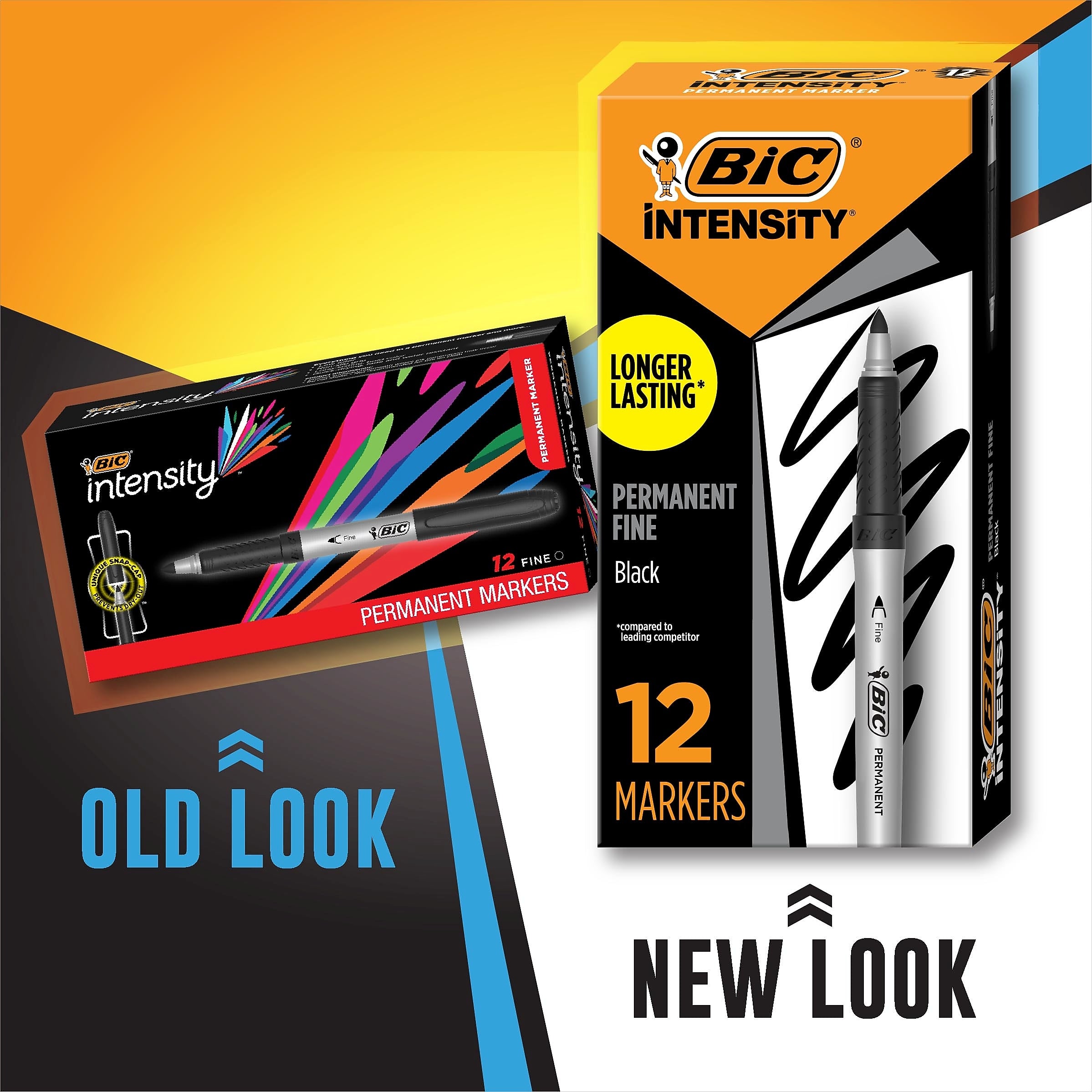 BIC Intensity Permanent Marker, Fine Point, Black, 12/Pack (31531/GPM11BK)