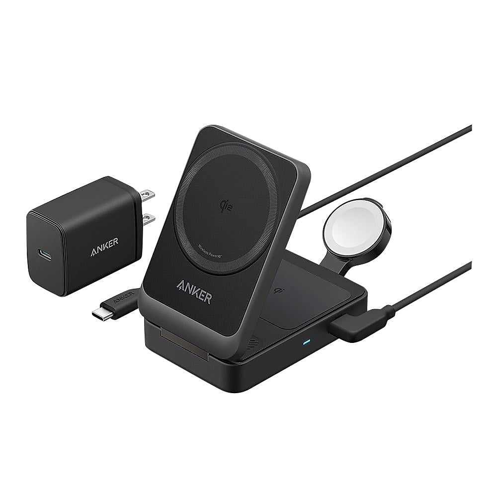 Anker MagGo Foldable 3 in 1 Wireless Charging Station, Black (B2557J11-1)