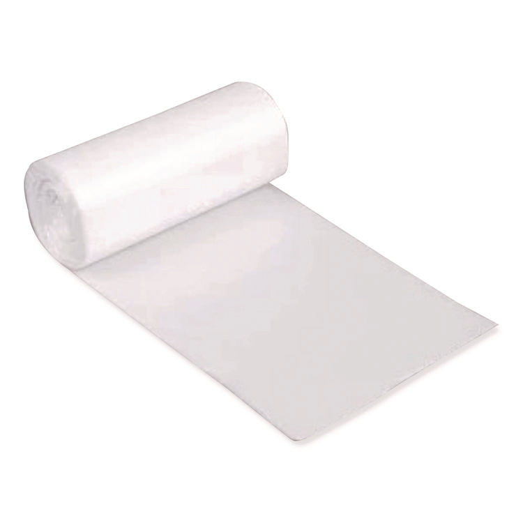 High Density Can Liners, 10 gal, 6 mic, 24" x 23", Natural, Interleaved Roll, 50 Bags/Roll, 20 Rolls/Carton