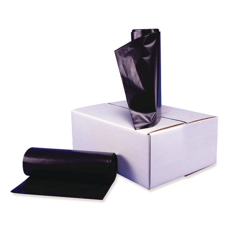 Low Density Can Liners, 60 gal, 1.5 mil, 38" x 58", Black, Interleaved Roll, 10 Bags/Roll, 10 Rolls/Carton