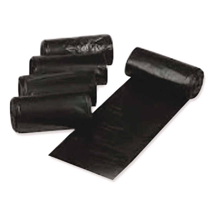 Low Density Can Liners, 60 gal, 1.5 mil, 38" x 58", Black, Interleaved Roll, 10 Bags/Roll, 10 Rolls/Carton