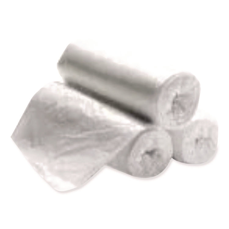 High Density Can Liners, 10 gal, 6 mic, 24" x 23", Natural, Interleaved Roll, 50 Bags/Roll, 20 Rolls/Carton