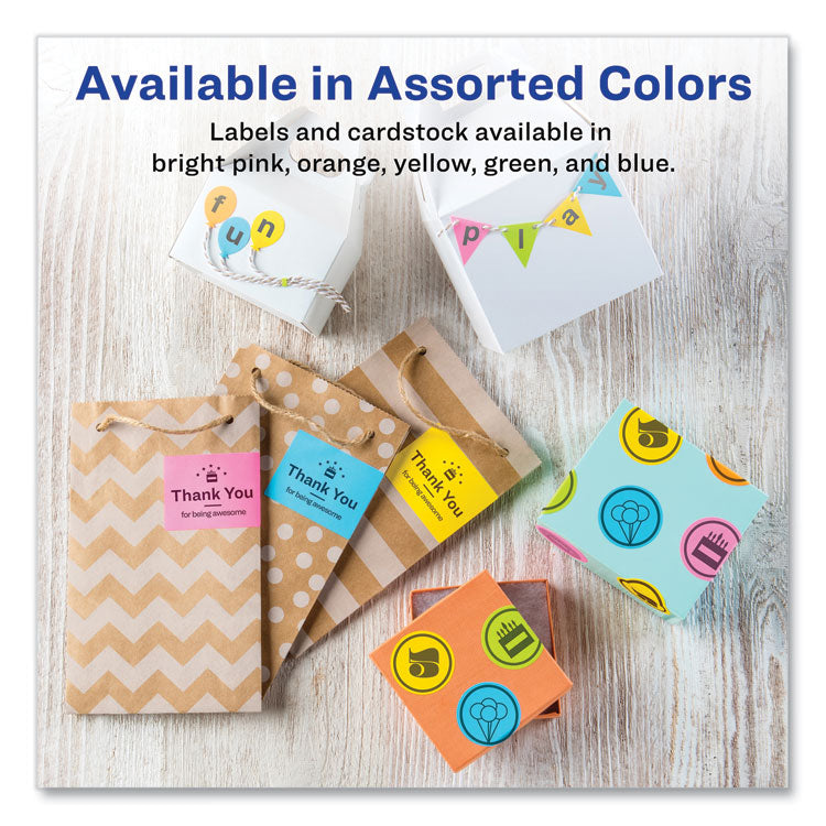 Printable Color Labels With Sure Feed And Easy Peel, 2 X 2.63, Assorted Colors, 15/sheet, 10 Sheets/pack