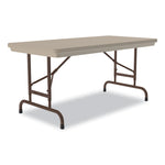 Adjustable Folding Table, Rectangular, 48" x 24" x 22" to 32", Mocha Granite Top, Brown Legs, /Pallet