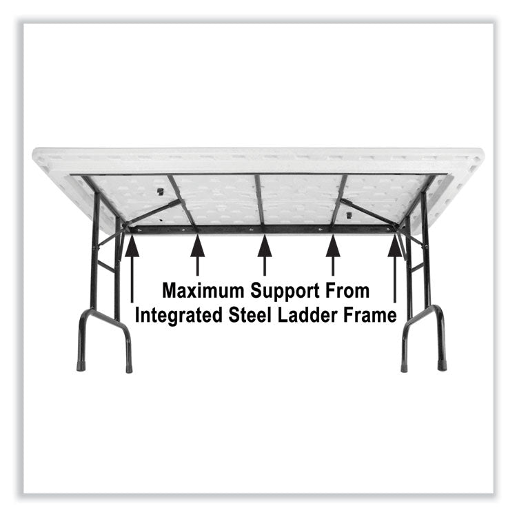 Adjustable Folding Table, Rectangular, 48" x 24" x 22" to 32", Mocha Granite Top, Brown Legs, /Pallet