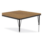 Adjustable Activity Tables, Square, 48" x 48" x 19" to 29", Medium Oak Top, Black Legs, 4/Pallet