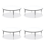 Markerboard Activity Tables, Round, 60" x 19" to 29", White Top, Black/Silver Legs, 4/Pallet