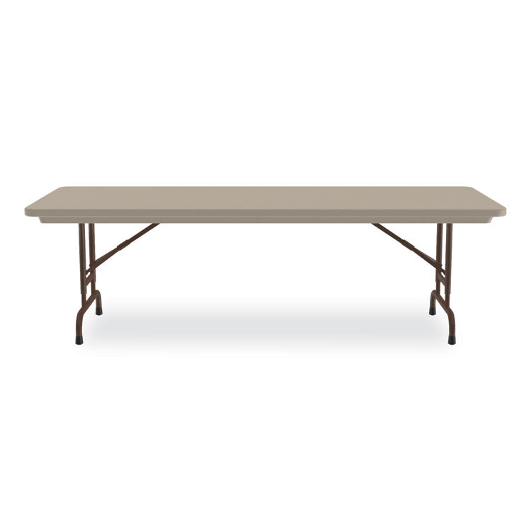 Adjustable Folding Tables, Rectangular, 96" x 30" x 22" to 32", Mocha Granite Top, Brown Legs, 4/Pallet