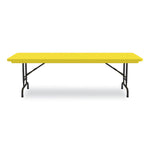 Adjustable Folding Tables, Rectangular, 60" x 30" x 22" to 32", Yellow Top, Black Legs, 4/Pallet