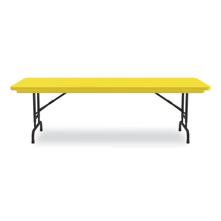 Adjustable Folding Tables, Rectangular, 60" x 30" x 22" to 32", Yellow Top, Black Legs, 4/Pallet