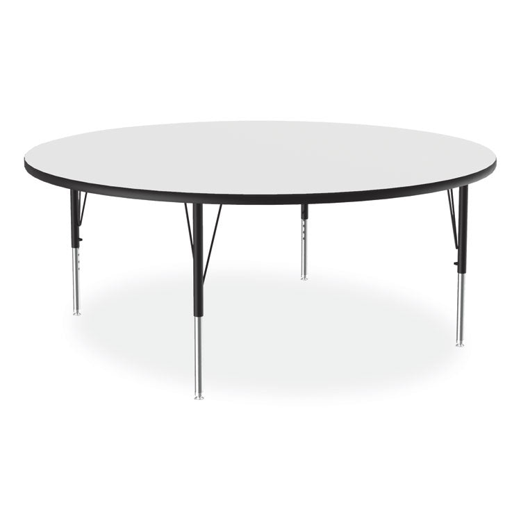 Markerboard Activity Tables, Round, 60" x 19" to 29", White Top, Black/Silver Legs, 4/Pallet
