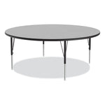Height Adjustable Activity Table, Round, 60" x 19" to 29", Gray Granite Top, Black Legs, 4/Pallet