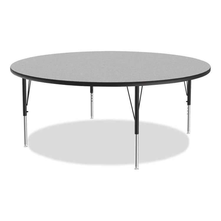 Height Adjustable Activity Table, Round, 60" x 19" to 29", Gray Granite Top, Black Legs, 4/Pallet