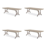 Adjustable Folding Tables, Rectangular, 96" x 30" x 22" to 32", Mocha Granite Top, Brown Legs, 4/Pallet