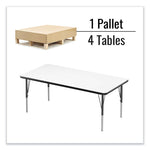 Markerboard Activity Tables, Rectangular, 60" x 30" x 19" to 29", White Top, Black Legs, 4/Pallet