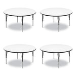 Dry Erase Markerboard Activity Tables, Round, 42" x 19" to 29", White Top, Black Legs, 4/Pallet
