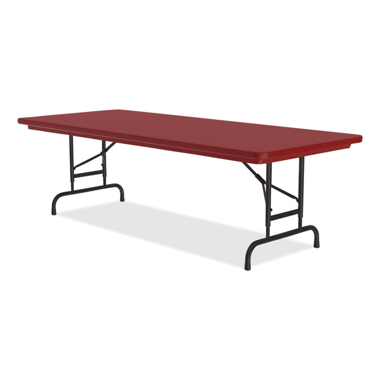 Adjustable Folding Tables, Rectangular, 72" x 30" x 22" to 32", Red Top, Black Base, 4/Pallet