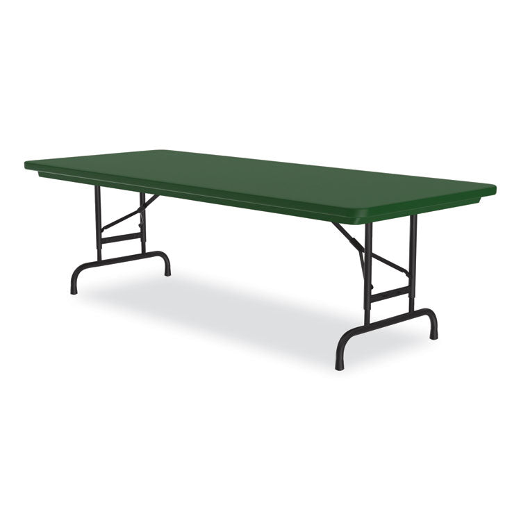 Adjustable Folding Tables, Rectangular, 72" x 30" x 22" to 32", Green Top, Black Base, 4/Pallet