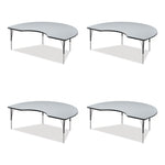 Adjustable Activity Tables, Kidney Shaped, 72" x 48" x 19" to 29", Gray Top, Gray Legs, 4/Pallet
