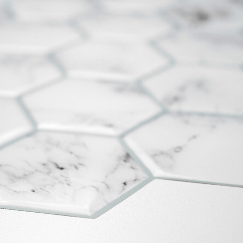 York Wallcoverings Carrara Marble Hexagon Peel and Stick Backsplash (TIL4245FLT)