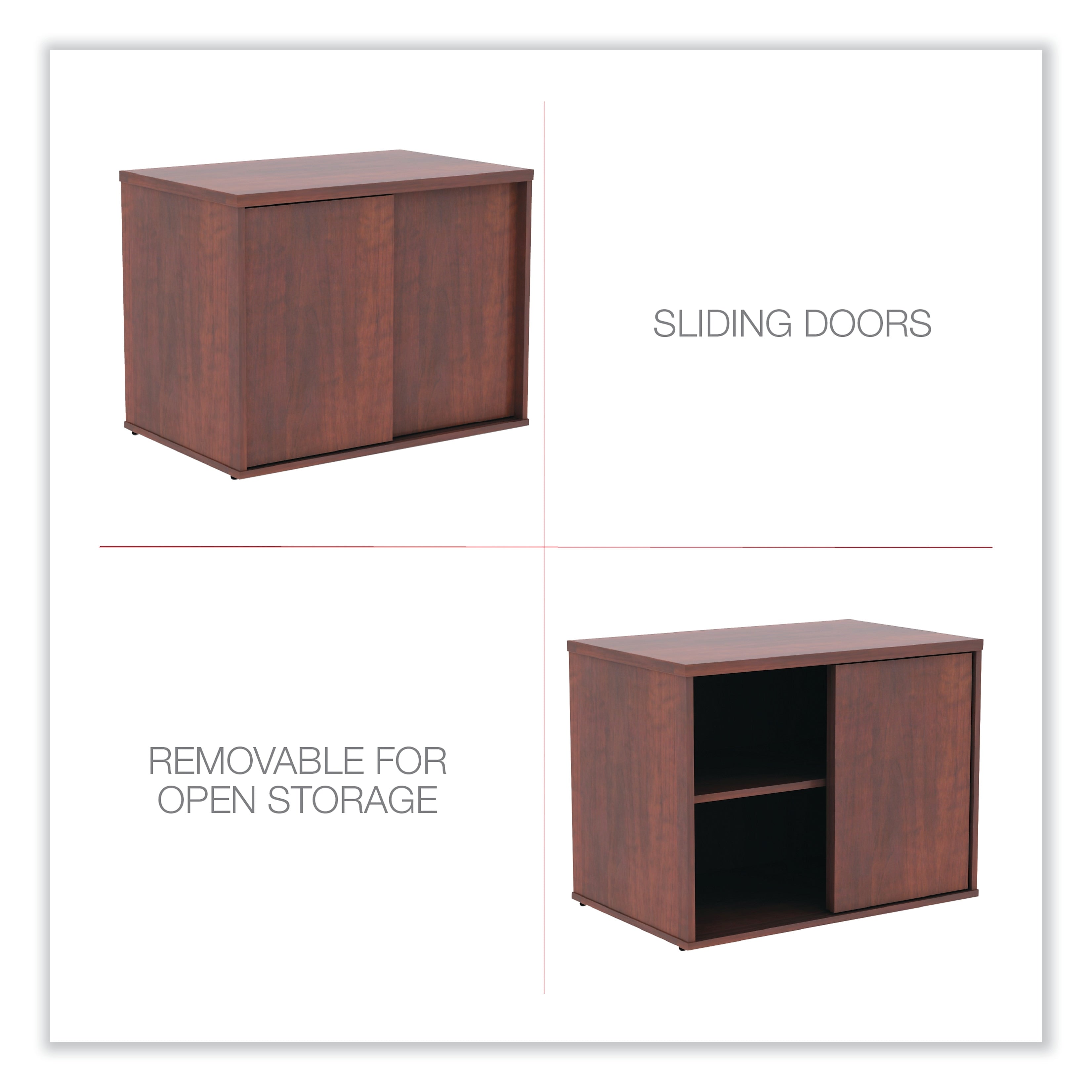 Alera®,  Open Office Low Storage Cabinet Credenza, 29 1/2 x 19 1/8x 22 7/8, Medium Cherry
