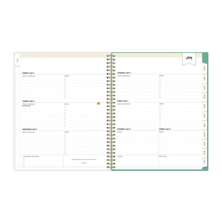 Day Designer Academic Year Weekly/Monthly Frosted Planner, Palms Artwork, 11 x 8.5, 12-Month (July to June): 2025 to 2026