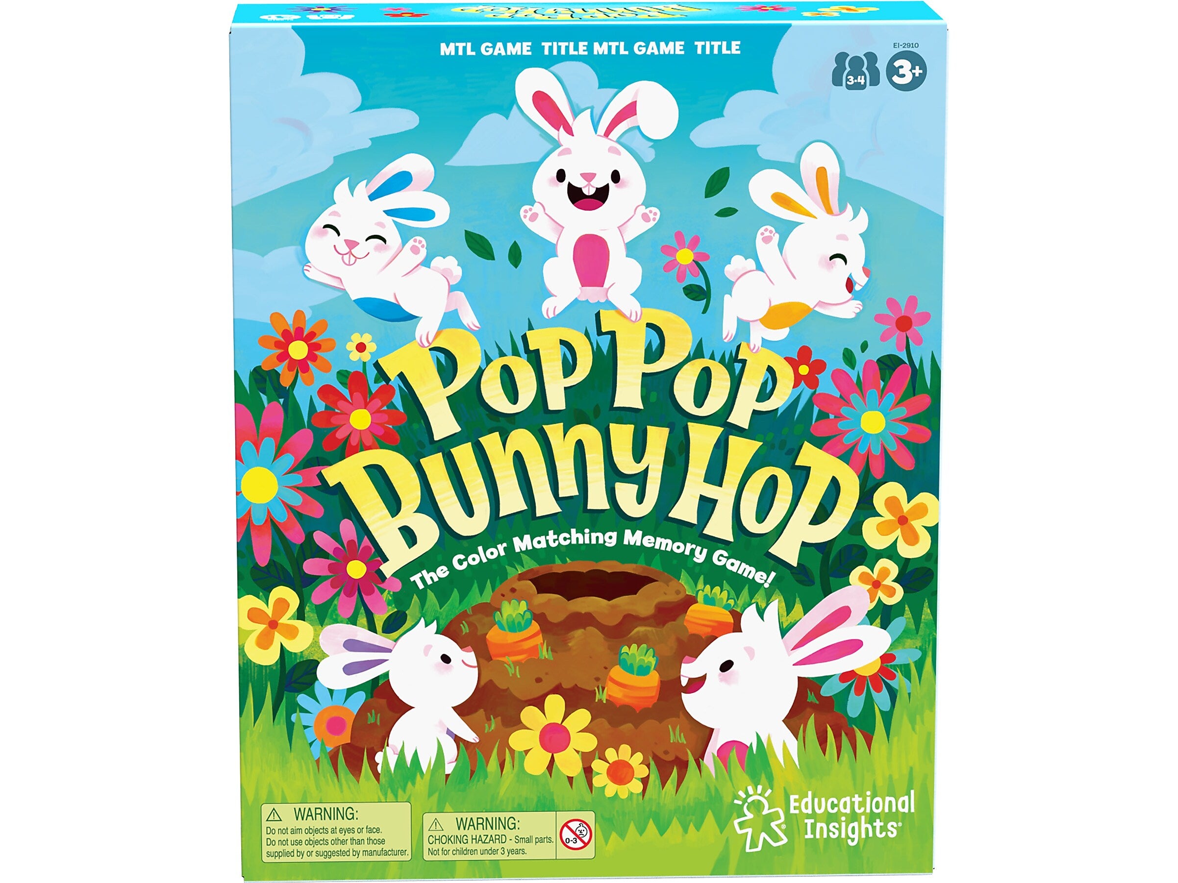 Educational Insights Pop Pop Bunny Hop Color-Matching Memory Game (2912)
