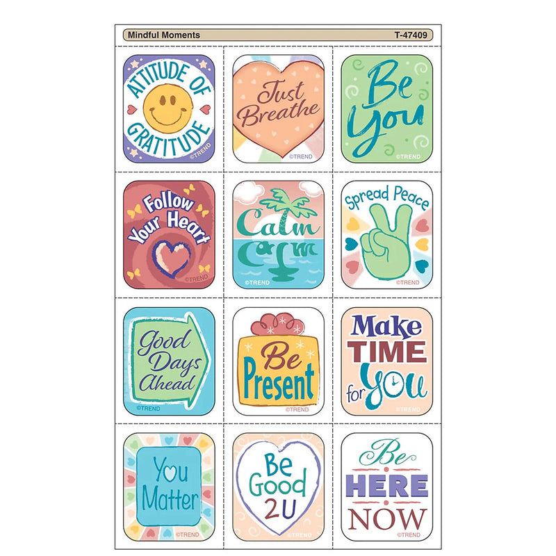 Trend Enterprises Mindful Moments Tear & Share Stickers, Multicolored, 60/Pack, 6/Packs/Bundle (T-47409-6)
