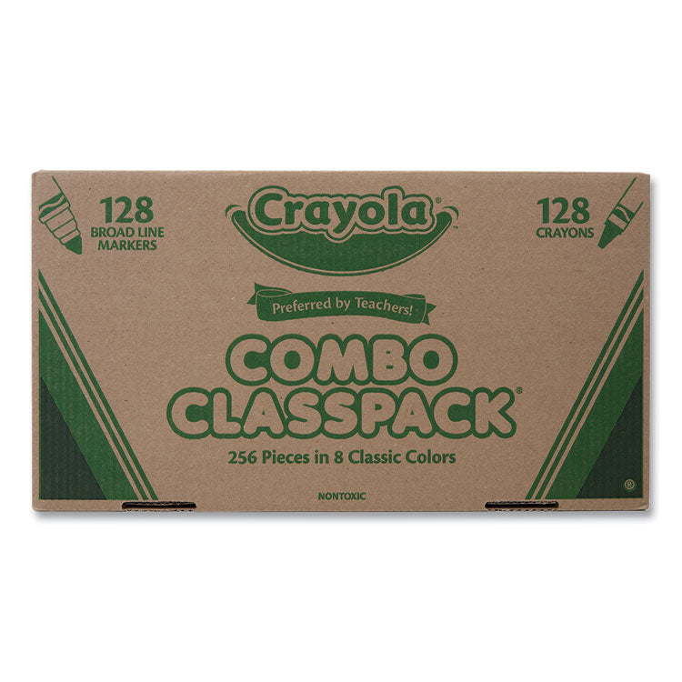 Crayons And Markers Combo Classpack, Eight Colors, 256/set