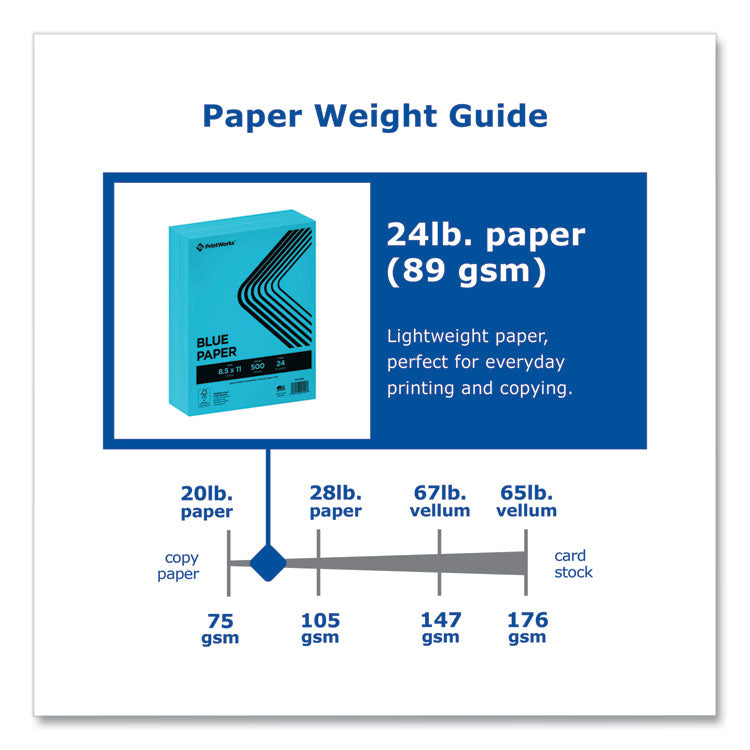Color Paper, 24 lb Text Weight, 8.5 x 11, Blue, 500/Ream