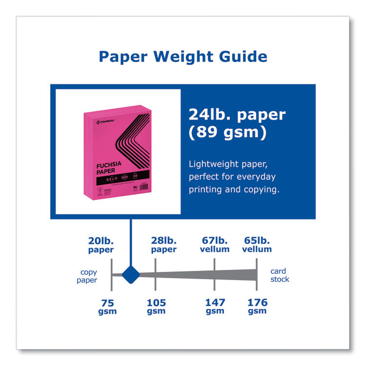 Color Paper, 24 lb Text Weight, 8.5 x 11, Fuchsia, 500/Ream