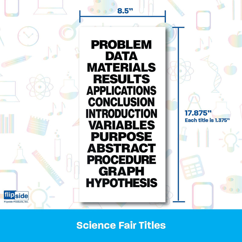 Flipside Science Fair Title Cards, White/Black, 13/Pack, 24 Packs/Carton (20060-24)