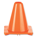 Hi-Visibility Vinyl Cones, 6" Tall, Fluorescent Orange, 9.5" x 9.5" Base