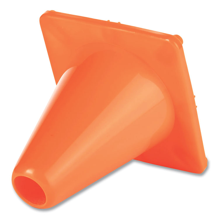 Hi-Visibility Vinyl Cones, 6" Tall, Fluorescent Orange, 9.5" x 9.5" Base