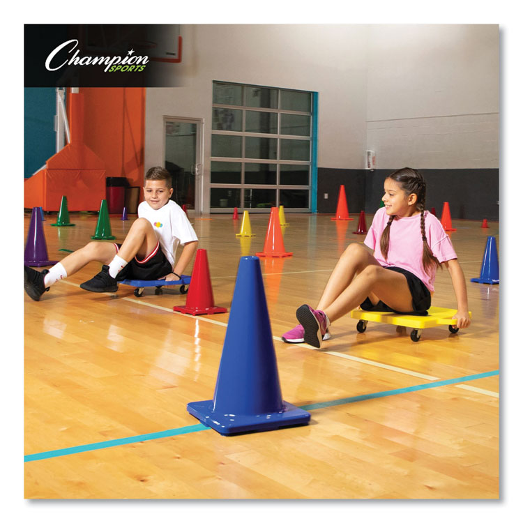 Hi-Visibility Vinyl Cones, 18" Tall, Fluorescent Orange, 10.63" x 10.63" Base