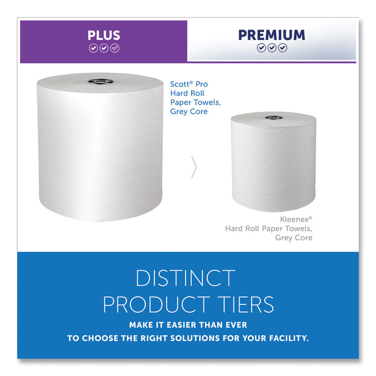 Pro Hard Roll Paper Towels with Absorbency Pockets, for Scott Pro Dispenser, Gray Core Only, 1-Ply, 7.5" x 900 ft, 6 Rolls/CT